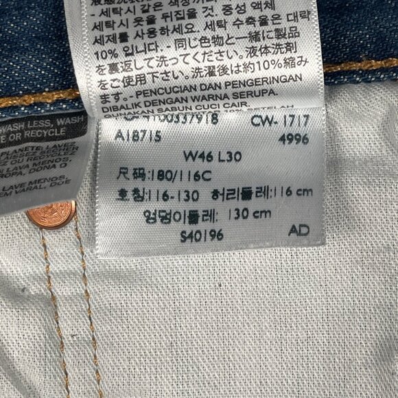 Levi's Men's 501 Straight Leg Jeans W46 L30 Classic Button Fly Denim Blue - Picture 6 of 16